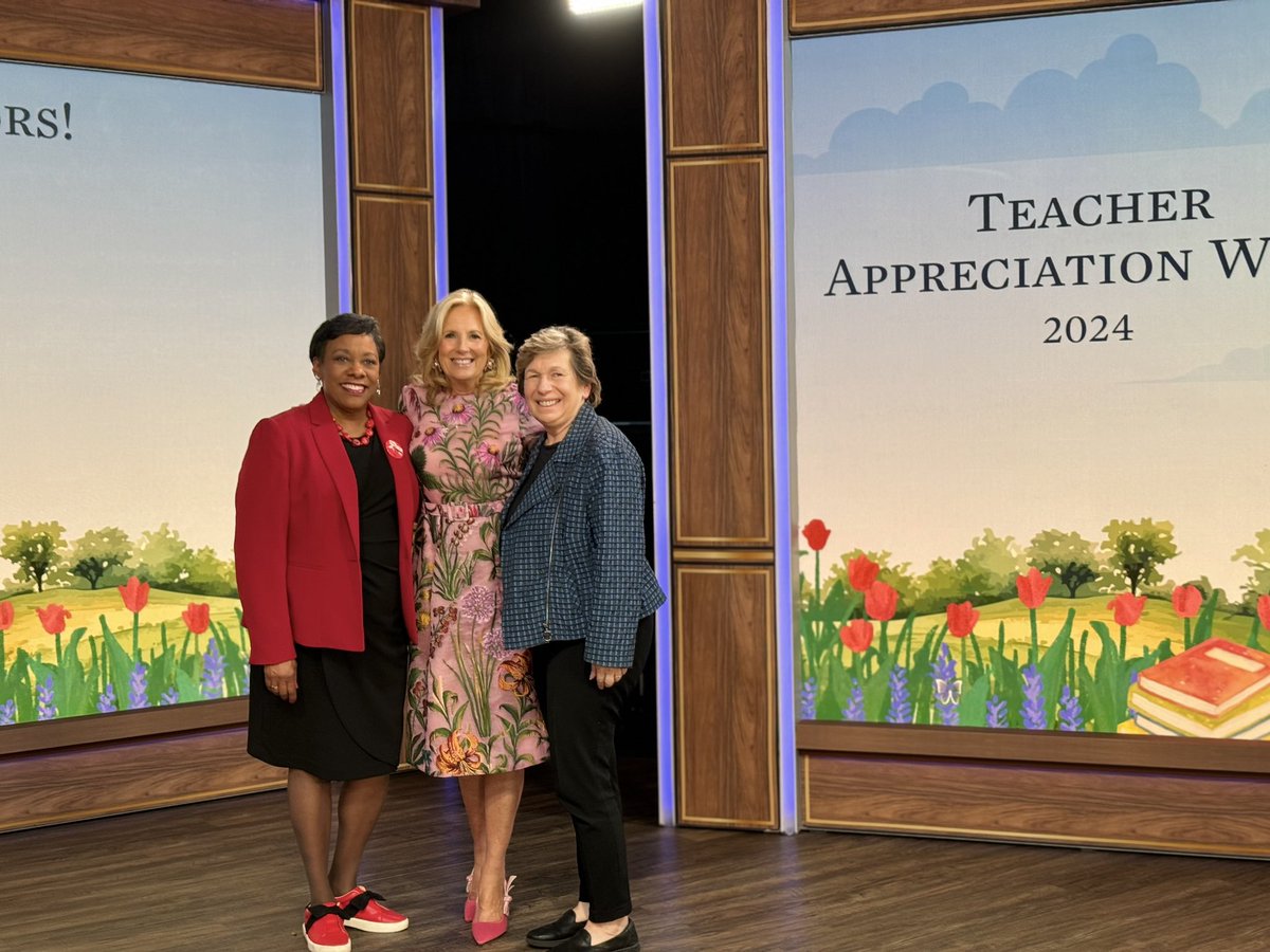 This evening, I had the honor of joining @FLOTUS & @NEAToday Prez @BeckyPringle for a special #TeacherAppreciationWeek event recognizing the amazing work of teachers, reading specialists, bus drivers, school nurses & counselors, school lunch heroes & other @AFTunion members who…