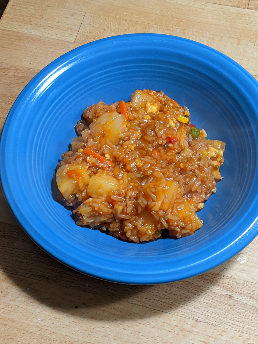Chicken fried rice meal kit w/ added pineapple and sweet & sour sauce. #twittersupperclub