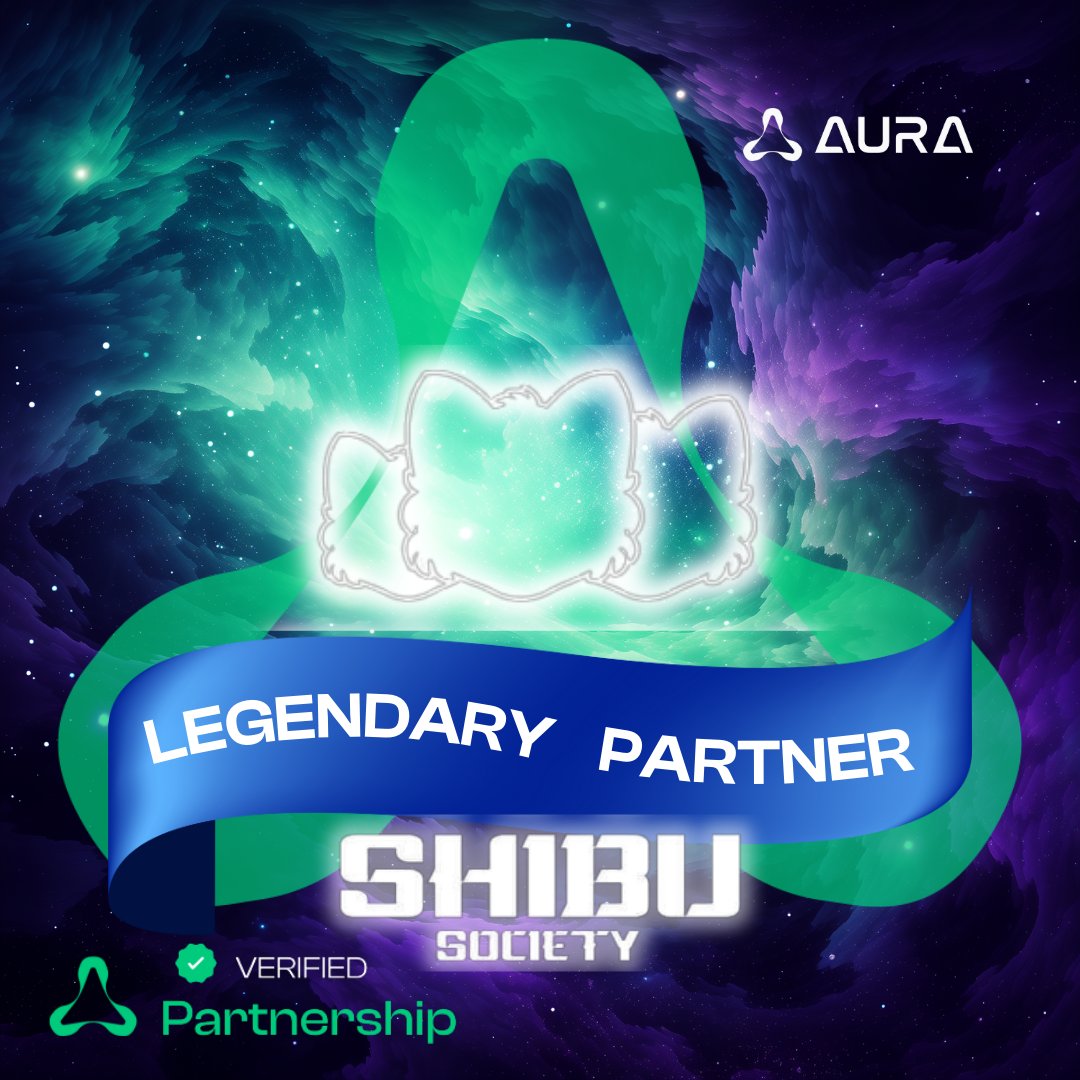 Congratulations to @ShibuSocietyNFT for becoming another Legendary Partner! They've been instrumental in spreading the word about Aura Exchange within their community. Thank you!
