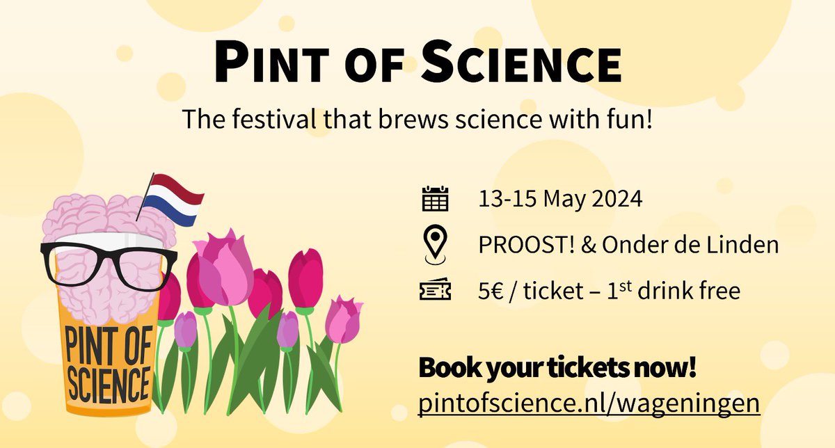 Pint of Science Wageningen starts next week! Did you book your tickets? 🍻

pintofscience.nl/events/wagenin…