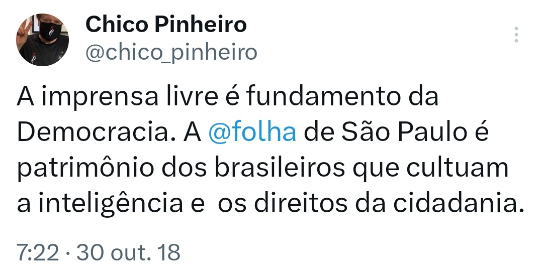 @chico_pinheiro @folha Não é o mesme jornalisme que vc elogiava?