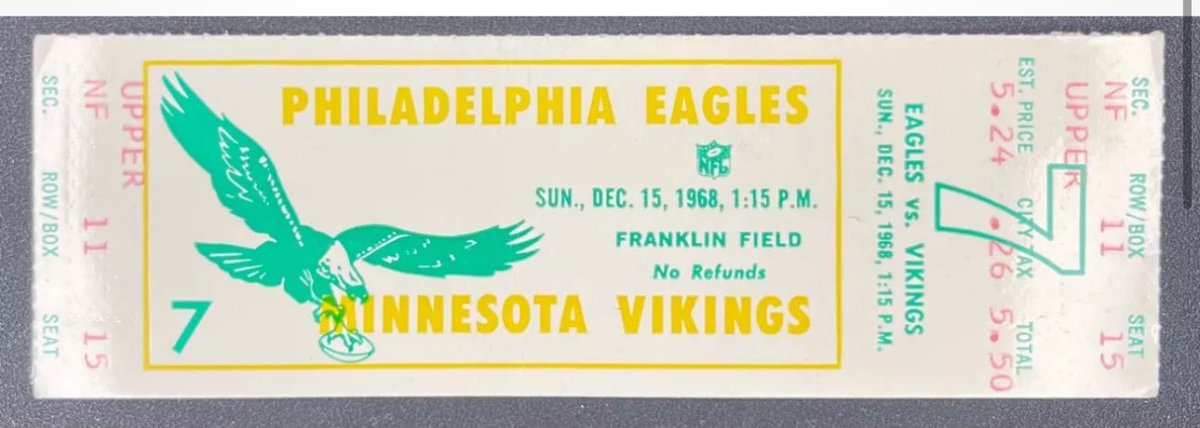 $662.22: Winning bid on eBay tonight for the 1968 game where fans of the Eagles, then 2-11 on the season, pelted Santa Claus during halftime with more than 100 snowballs.