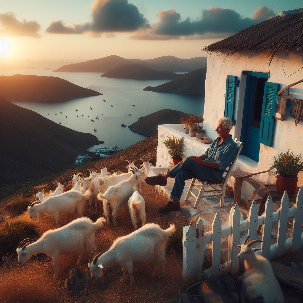 People living typical urban life think we have it so good

In reality

There is some guy on a small Greek island

Living with his wife in a white cottage with blue shutters halfway up a mountain

Feeding his goats every morning at sunrise

He is WAY happier than us