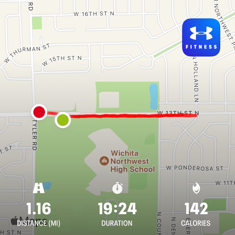 Definitely gotta get back to running regularly been awhile.

#walk #mapmyrun #cardio #wichita #northwestwichita #westwichita #northwesthigh #grizzlytown #gogrizzlies #downtownwichita #midtown #riversidepark #wichita