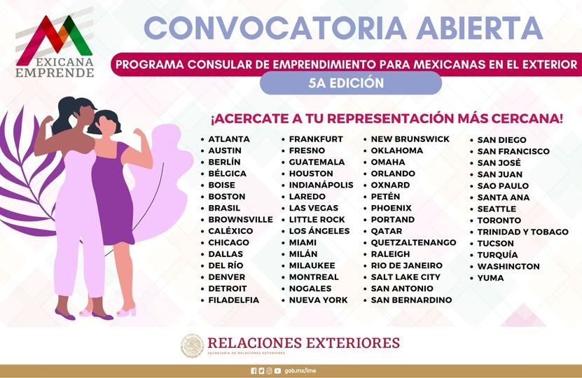 ¿Has escuchado del #PCEME? ! Este programa tiene como objetivo apoyar a las mujeres Mexicanas emprendedoras a llevar su negocio a otro nivel con ayuda de mentorías, cursos y mucho más. Tienes hasta el 13 de mayo. Más información en: ime.gob.mx/vaf/articulo/5… @SRE_mx