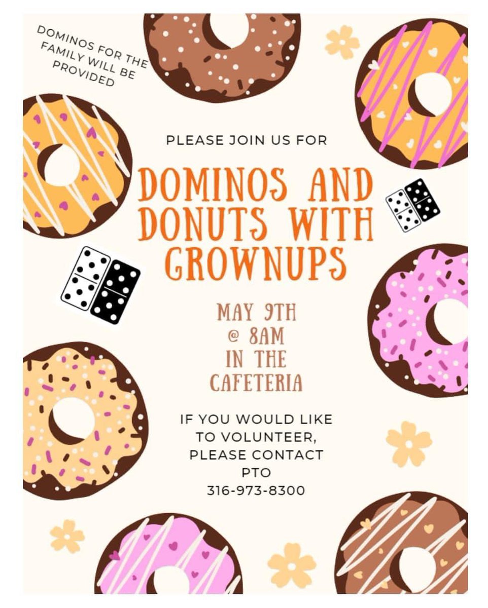 Tomorrow is the big day!! We will have our Dominos and Doughnuts with Grownups tomorrow morning at 8am in the cafeteria. We can’t wait to see all our Mueller Jets and their grownups!! #muellerproud #wpsproud
