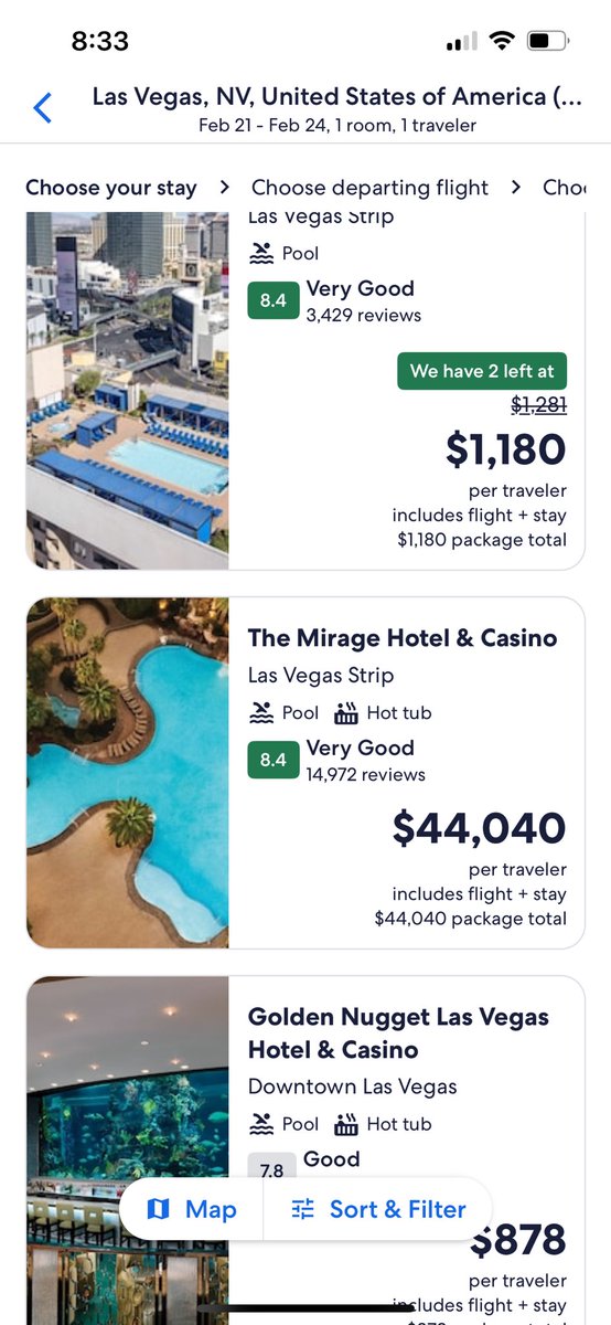 @Expedia I was thinking about staying at The Mirage in February, but maybe not. 😀
