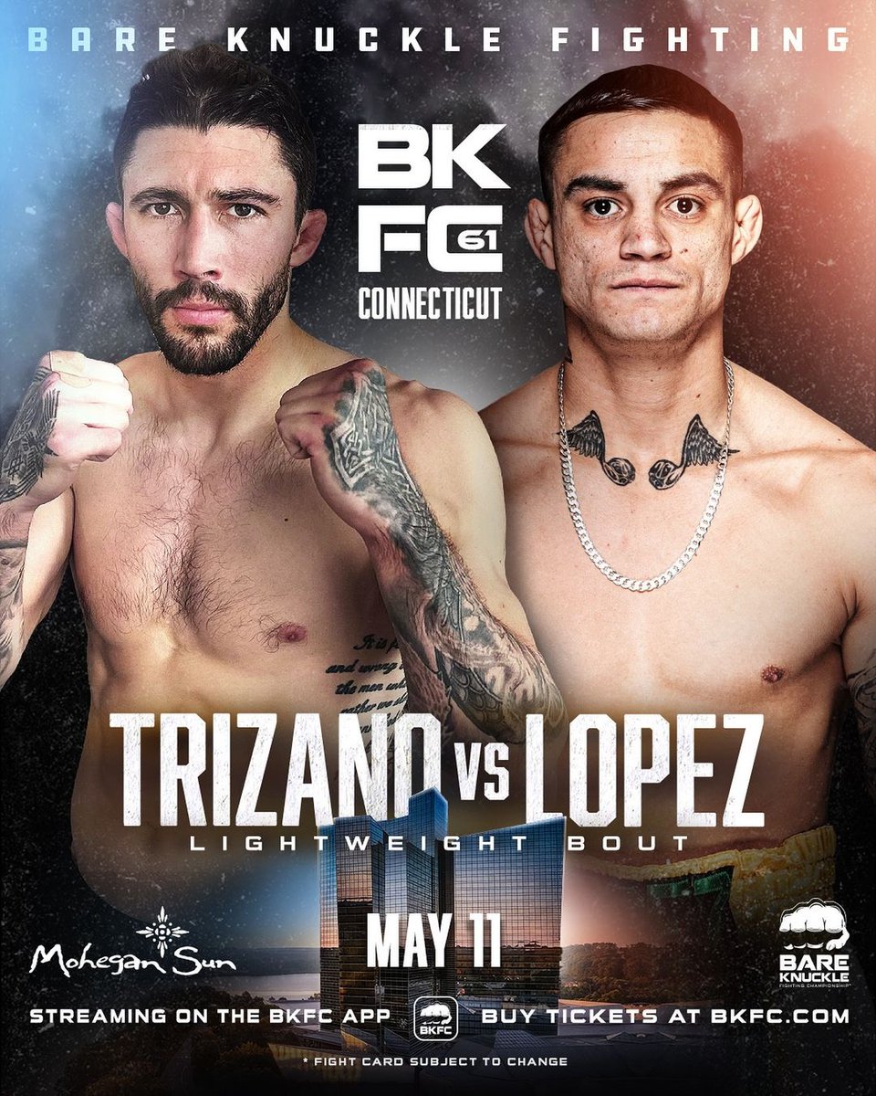 ⏱️ ON LESS THAN A WEEK'S NOTICE! Louie 'El Loco' Lopez steps in to face @TheLoneWolfMMA this Saturday at #BKFC61. Watch live with #TrillerTVplus May 11 | 6pmET Prelims | 7pm Main Card 👉 bit.ly/BKFC61