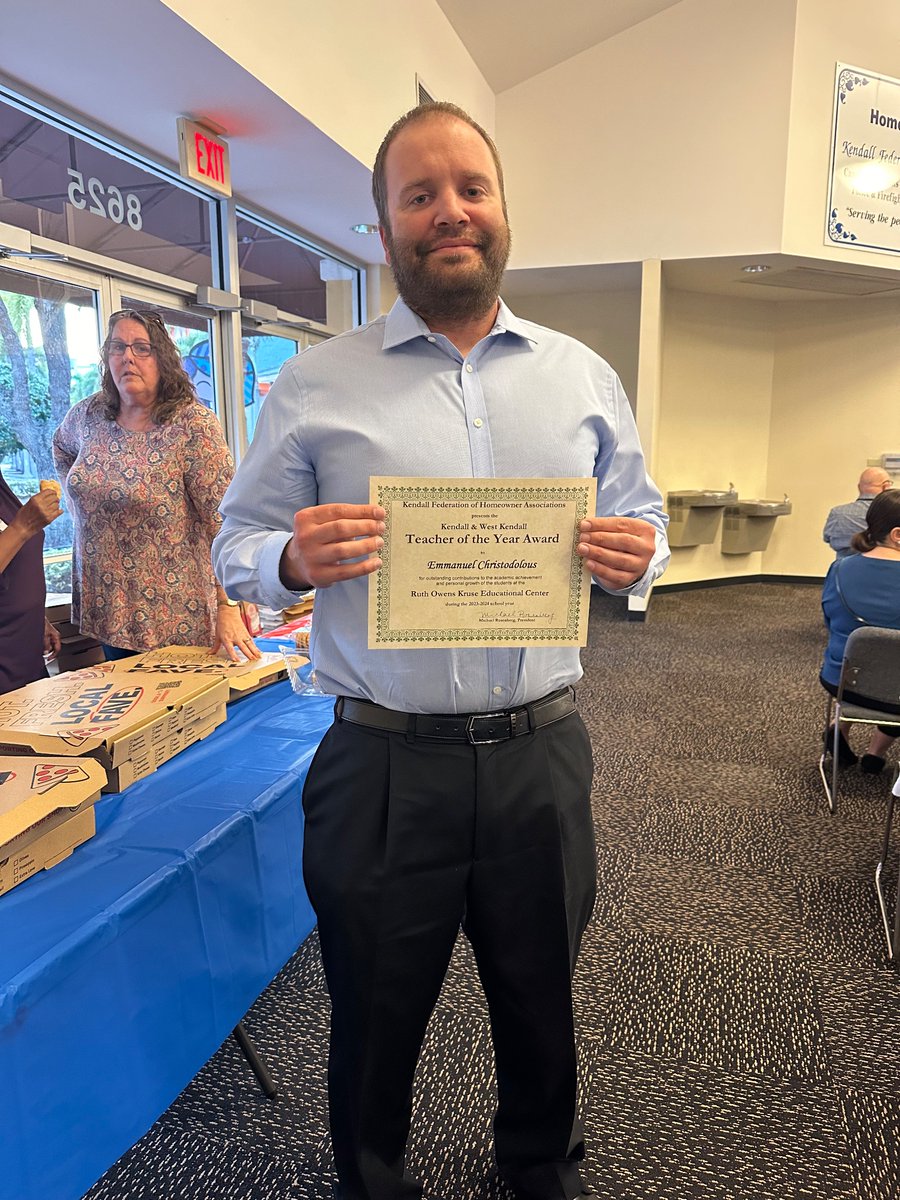 Congratulations to our very own Mr Christodolous for being recognized as our Teacher of The Year by The Kendall Federation of Homeowners Association.