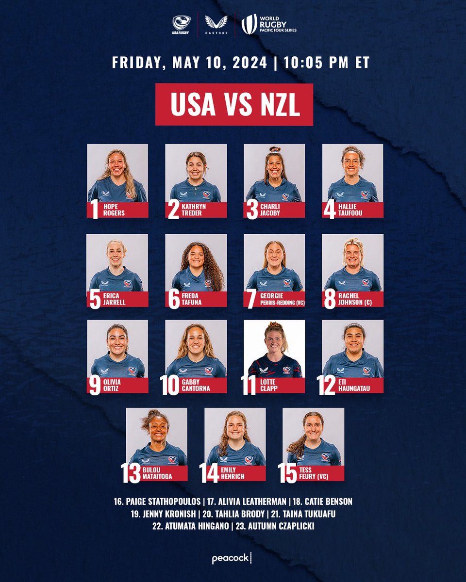 🆚 New Zealand 
🗓️ Friday, May 10 | 10:05pm ET 
📺 <a href="/peacock/">Peacock</a>