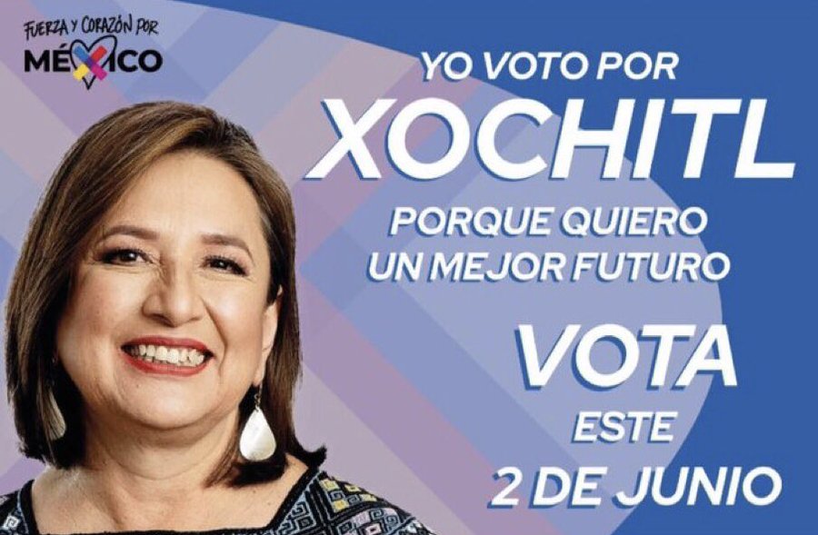 @CodigoMagentaMx @AlvarezMaynez @MovCiudadanoMX @XochitlGalvez Voto masivo a XOCHILT!!!