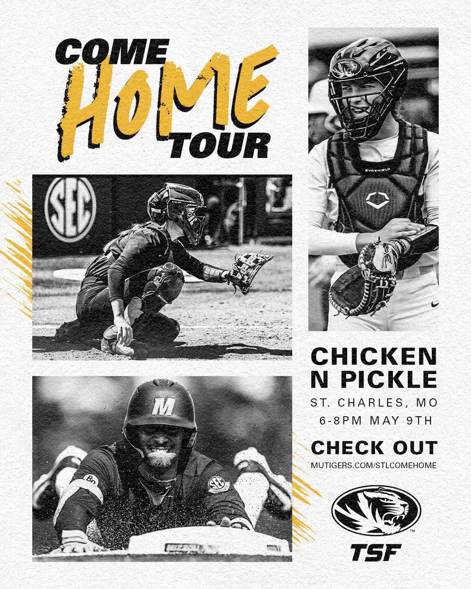 Hey St. Louis, it’s time to gear up! 🏟️ The come home tour is coming to town, and we’re bringing the Mizzou spirit with us. Join us for a day of fun, excitement and everything black and gold!🎉🟡⚫️ #comehometour