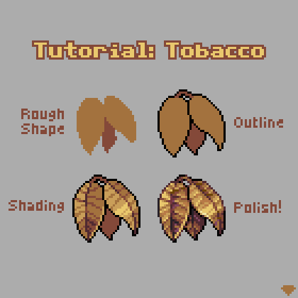 Quick tutorial on how I drew a few dried tobacco leaves

#pixelart