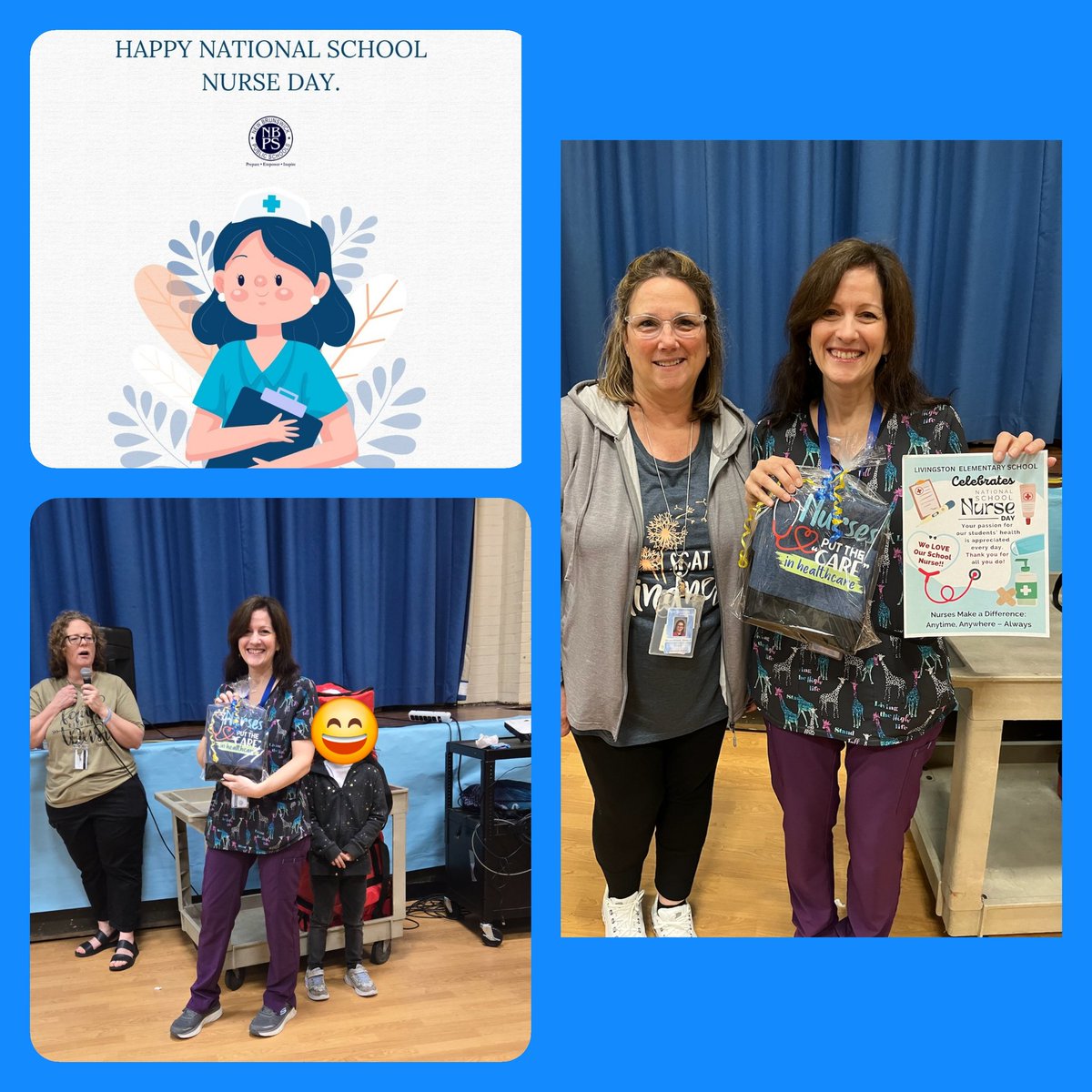 #SchoolNurseDay 
Thank you for your spirit and care!  
Livingston School celebrates Nurse Wournell! 🦁
#LVPride @nbpschools