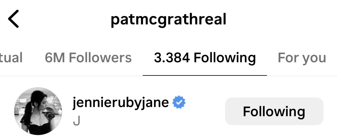 Pat McGrath is now following #JENNIE on Instagram!