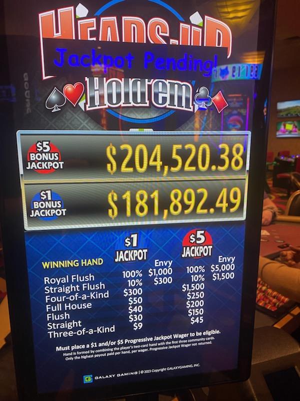 Congratulations to Mona who won a $38,641 #jackpot on Heads-Up Hold'em by placing a $1 & $5 Progressive Jackpot Wager and getting a Straight Flush! ♠️ ♠️ 
#WinningWednesday