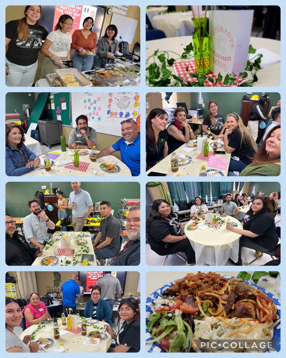 Spartan team having a blast celebrating our extraordinary teachers! Day 3 courtesy of our awesome StuCo! A delicious Italian inspired meal 👌 Happy Teacher Appreciation Week! 💛💚 #WEareSparta #THEDISTRICT