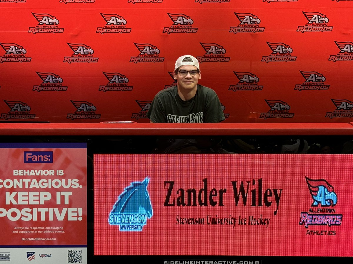 AHS Spring Signing Day: Congrats to Zander Wiley on his commitment to continue his ice hockey career at Stevenson University!

<a href="/Pae_AllentownHS/">Todd Pae</a> <a href="/UFRSDSuper/">Mark Guterl</a> <a href="/BerganSr/">Coach Dan Bergan</a> <a href="/hockey_ravens/">Ravens Ice Hockey</a> <a href="/SUACHAHockey/">Stevenson University ACHA Hockey</a>