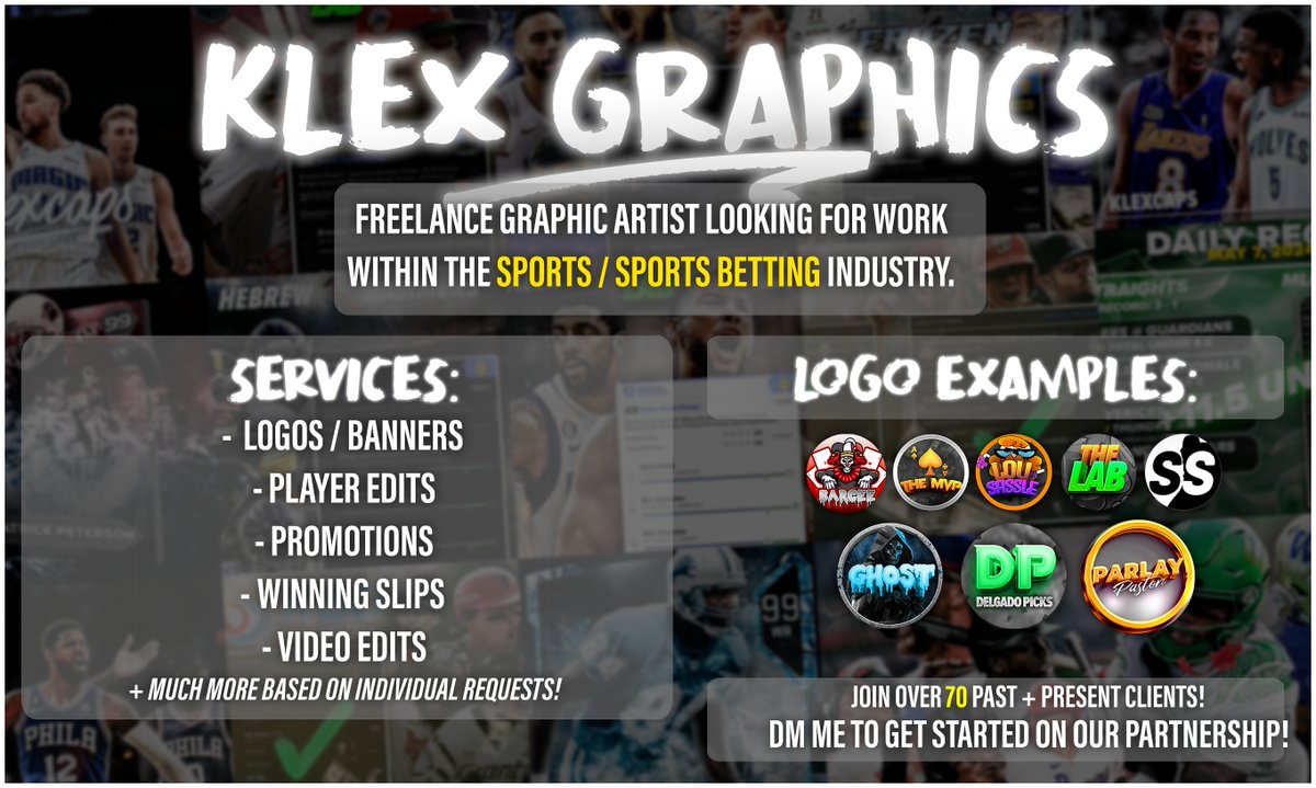 Looking for new opportunities for graphics editing within the sports / sports betting world! A like + repost to help spread the word would be greatly appreciated! DM me if you are interested! Rates are negotiable.