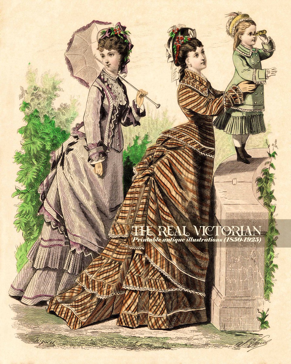 A better view. Paris, 1875.  High-res, printable JPEG - etsy.me/3QAcleg. 
| #arhistory #fashionhistory #belleepoque #gildedage  #victorian #artprint #printableart #vintageart #vintageillustration