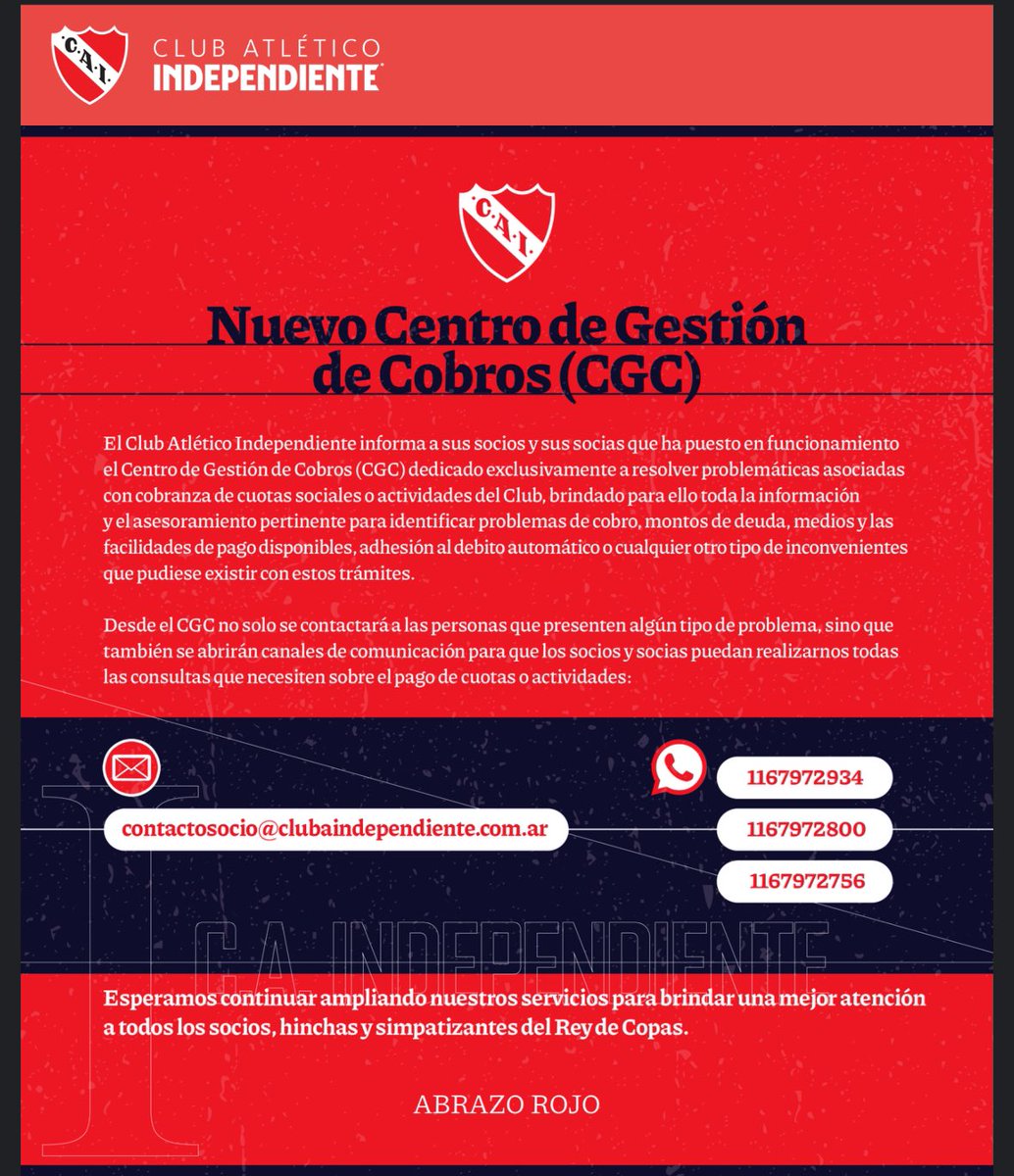 Tuvo que pasar un año y medio de gestión para que a la Comisión Directiva de <a href="/Independiente/">C. A. Independiente</a> se le cayera una idea y le pueda resolver algún problema al socio. 🤦🏽‍♂️

Ahora…esperemos que funcione bien. 🫠