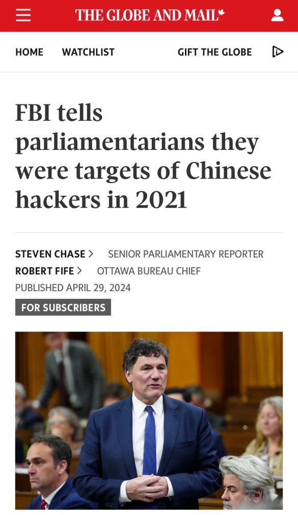 BREAKING NEWS Major ruling in Parliament. Beijing hackers targeted Canadian MPs for speaking out against the regime. And again—Trudeau Government knew and failed to inform those targeted. Another example of Trudeau’s blind eye to Beijing and putting those affected at risk.