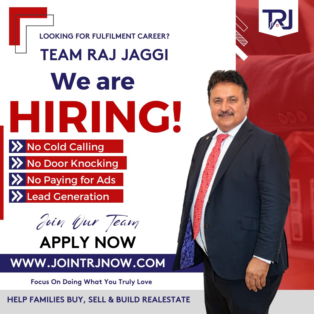 Join Team Raj Jaggi🏡💰
This might really help you make all your dreams come true.
APPLY NOW
JOINTRJNOW.COM
(516) 247-9533

#YourHomeSoldGuaranteed #jobs #jobopenings #realestate
#TeamRajJaggi
#WinningTeam
#Number1RealEstateTeam
#Sellers #Sellersagent #TopRealtor