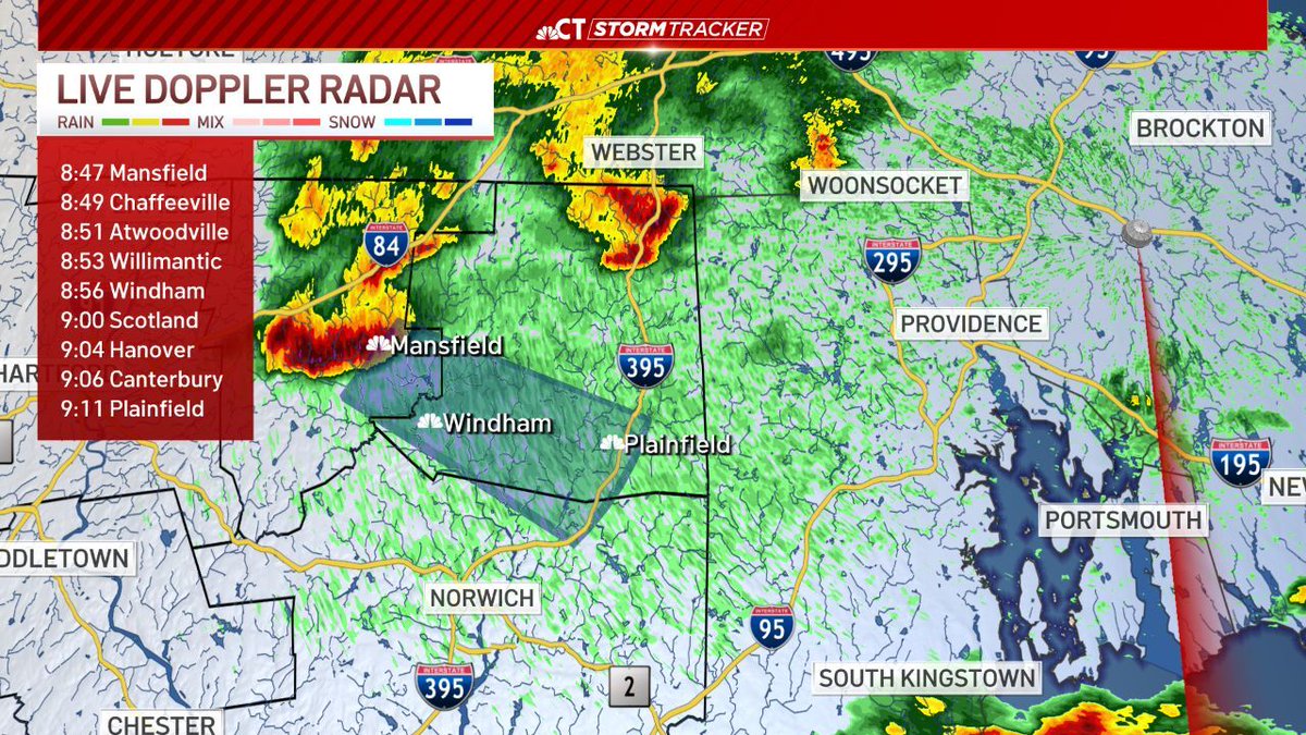 A severe thunderstorm warning has been issued for parts of Windham and Tolland counties. nbcct.co/EkevlLa