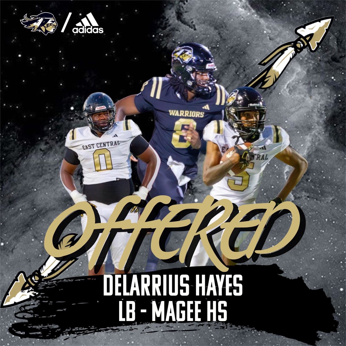 After a great conversation with <a href="/Coach__Pratt/">Travor</a> I am so blessed to receive my very first offer from <a href="/eccc_football/">East Central Warrior Football 🏈</a>