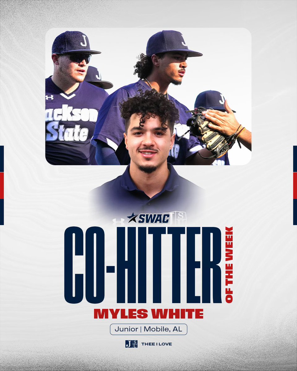 Congrats to Myles White on being named SWAC Co-Hitter of the Week!
#THEEiLove🐯