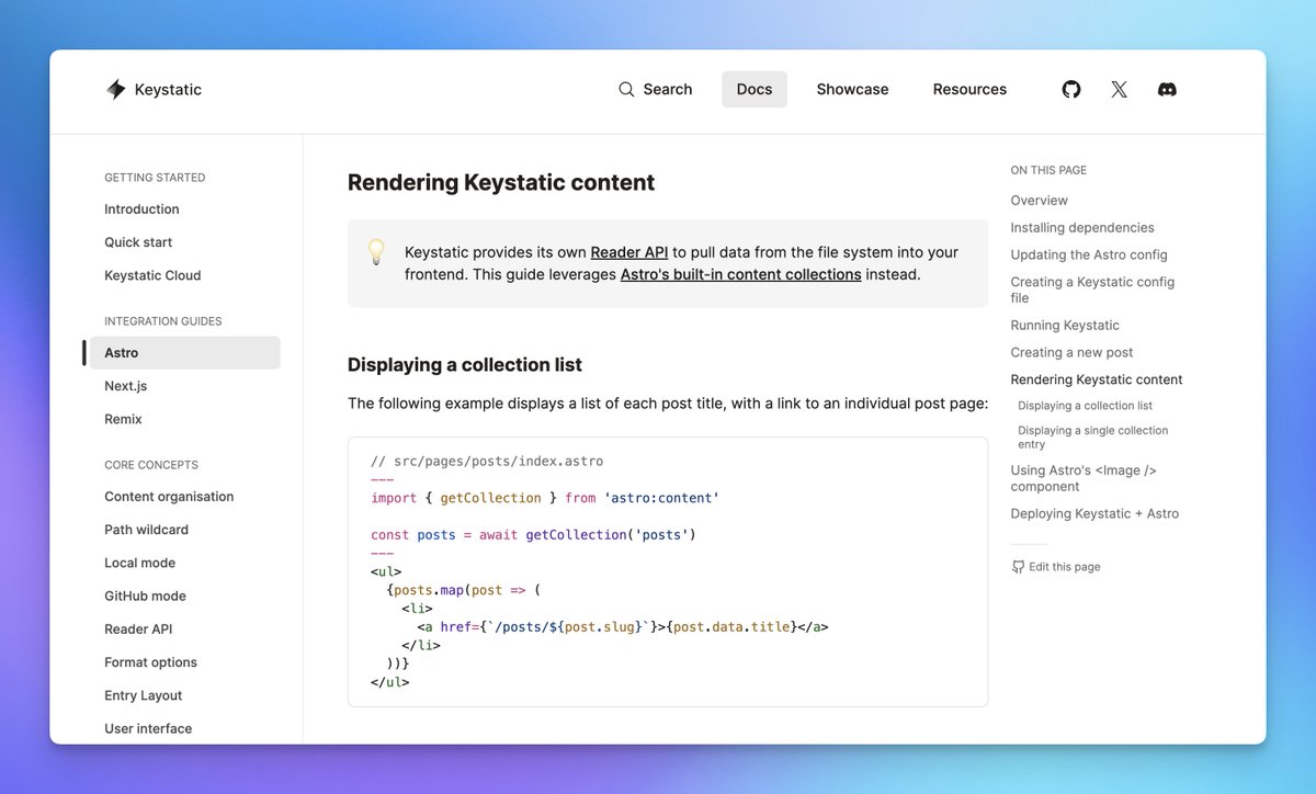 Anyone with an existing <a href="/astrodotbuild/">Astro</a> website using MDX/Markdoc with content collections interested in me doing a PR adding <a href="/thekeystatic/">Keystatic</a> to the project?

Project repo must be public, for others to learn.

Bonus points if you're using custom components (blocks) in the content.