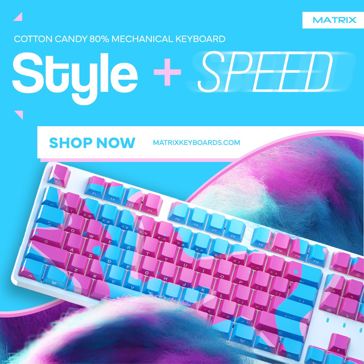 MatrixKeyboards's tweet image. Level up your gaming setup and unleash your full potential with our Cotton Candy TKL! featuring lightning-fast responsiveness and a sleek, compact design. Link in bio!

 #Keyboard #mechanicalkeyboard #gaming #esports #tkl #fortnite #MW #WZ #rgb #streamer