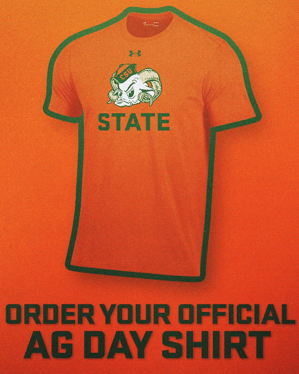 The 𝐨𝐟𝐟𝐢𝐜𝐢𝐚𝐥 Ag Day t-shirt is 𝗛𝗘𝗥𝗘❗

Gear up & get ready as we head back to our agricultural 𝐫𝐨𝐨𝐭𝐬 September 7 vs. Northern Colorado🔶

👕 csura.ms/AgShirt24

#Stalwart x #RamGrit🐏