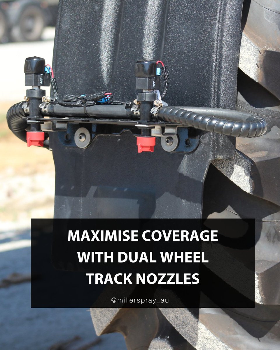 Say goodbye to missed spots 😎 Experience full coverage with dual-wheel track nozzles. 🚜💦 Perfect for tyre widths over 480mm. Learn more here 👉🔗 loom.ly/wDLbxy0 #MillerSprayers #PrecisionSpraying #FarmingTech #AgriculturalInnovation #SprayerTechnology