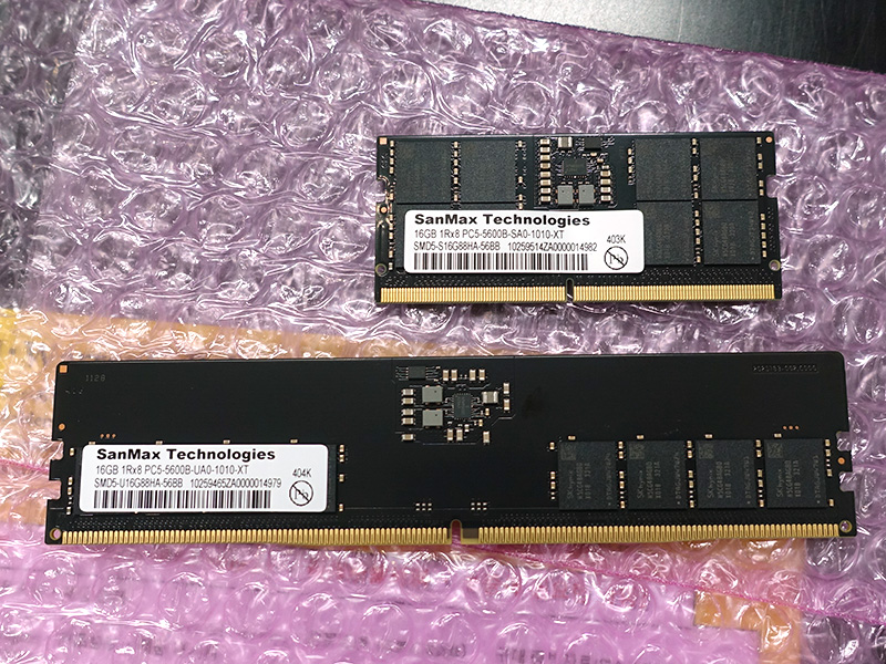 watch_akiba's tweet photo. 更新:XMP/EXPO両対応のDDR5-5600メモリ「SanMax DDR5 Black PCB Edition」が入荷、SO-DI… https://t.co/mfduQzDLM5 #自作PC #DDR5メモリ #SanMax https://t.co/pgg64lyXoi