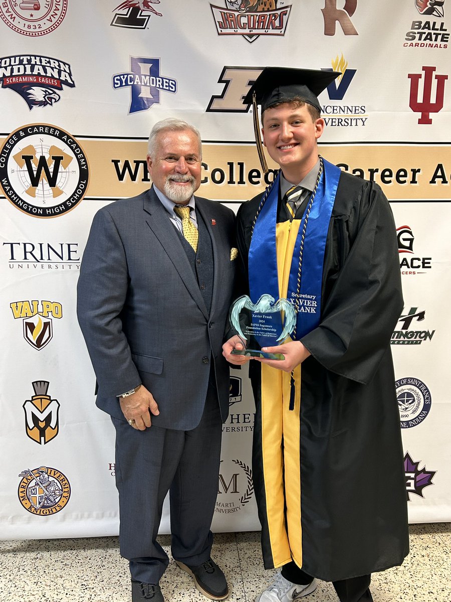 Thank you to @DrT_IAPSS for coming to Washington tonight to present @officialxavi1 with the @IAPSS_ORG Sagamore Scholarship award at the WHS senior night awards ceremony.  #IAMWashington