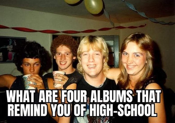 What are yours? Here are my 4: Cinderella-Night Songs DIO-Holy Diver Van Halen-1984 Tesla-Mechanical Resonance Only Tesla album is my fav album by the bands mentioned. All came out while I was in HS (83-87) #music #rock #songs #heavymetal #hardrock #Retweet #nowplaying