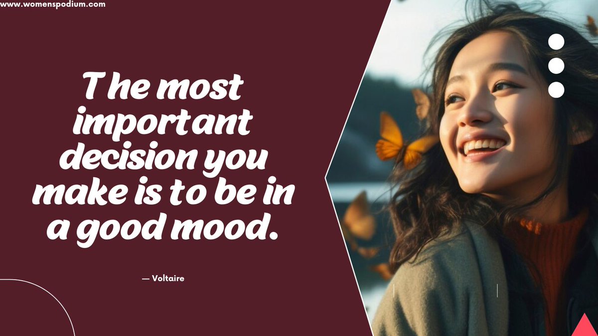 The most important decision you make is to be in a good mood. ― Voltaire
#womenspodium #ChooseHappiness #GoodMood #PositiveVibes #HappinessChoice #BeHappy #PositiveMindset #LifeChoices #JoyfulLiving #MentalWellness #EmotionalHealth #StayPositive #MindfulHappiness #family