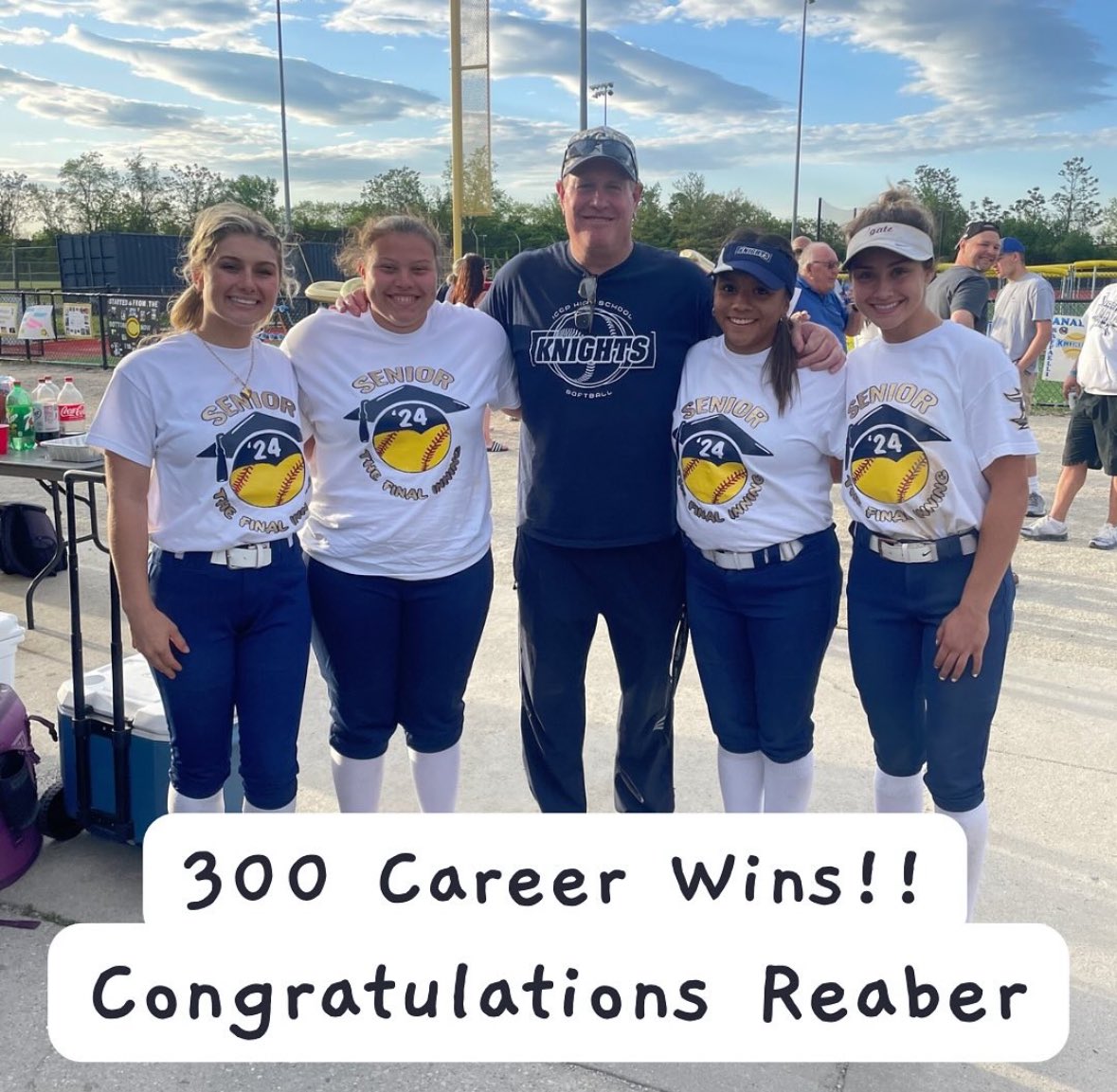 Congratulations Coach Reaber on 300 career wins!! 💙🤍 Amazing to claim it on a senior night win!!