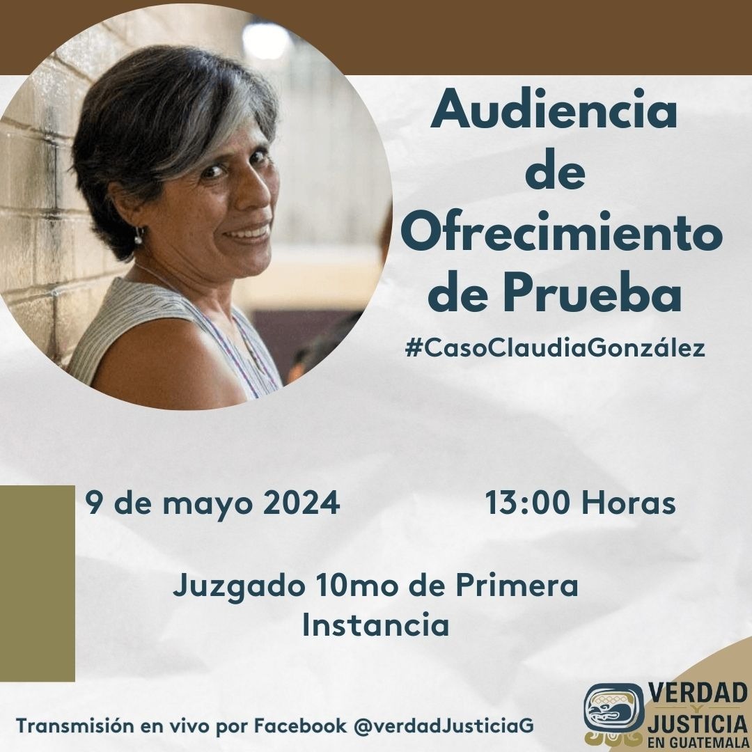 Audiencia de ofrecimiento de prueba del #CasoClaudiaGonzález 🗓️ 9 de mayo de 2024 🕒 13:00 📍 Juzgado decimo de primera instancia 🎥 Transmisión en vivo por nuestro Facebook