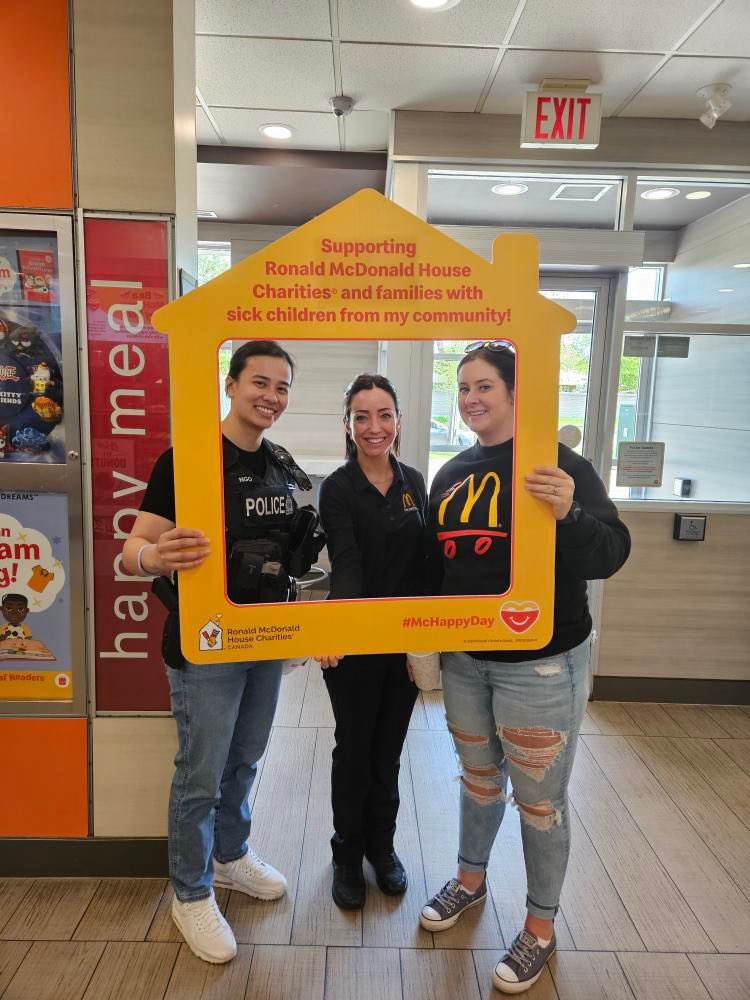 Great work by @LdnPoliceAssoc members who participated in #McHappyDay day for @RMHCSWO. Special thanks to Detective Constables Paterson and Ngo of the @lpsmediaoffice Human Trafficking Unit for participating in this great cause!