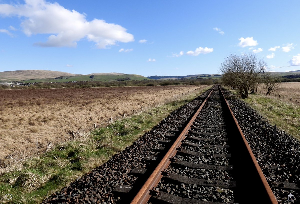 NCHeritage's tweet photo. ‘Railway raised on piles’ to cross the Yellow Moss. This branch off the Glasgow-Carlisle line was to serve the ill-fated New Cumnock Iron Works.  It later served the Bank Coal Company while a branch from that line served the Lanemark Coal company. https://t.co/WJFAcxcngK