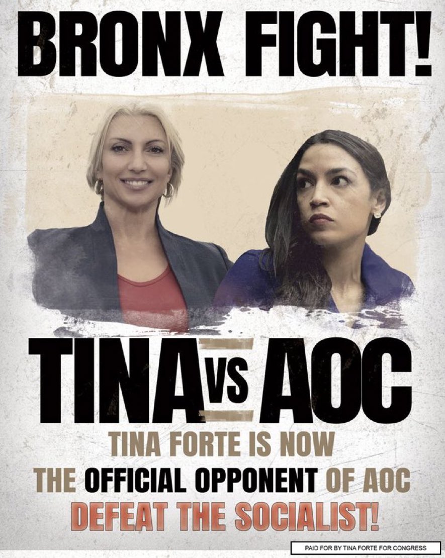 Let's support Patriot🇺🇸#TinaForte and send #AOC back behind the bar 🍹🍸🍻🍷 where she belongs🥃