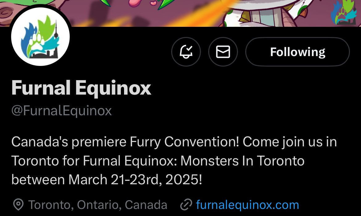 @FurnalEquinox Furry Con happening in Toronto, Ontario March 21-23 2025
Tags: #FE2024