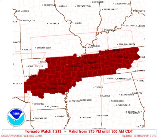 The new Tornado Watch extends from /checks notes/ the Arkansas/Oklahoma border to Knoxville. Us included. Filling my coffee pot with water now. / 820 PM
