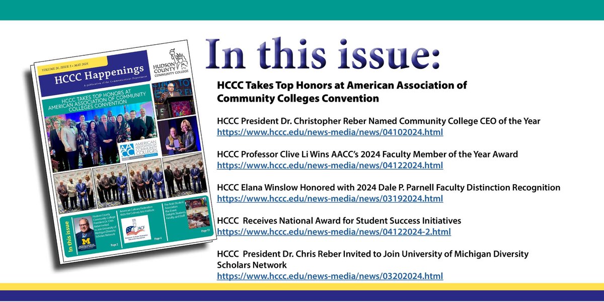 Now Available: HCCC Happenings, May 2024 Edition Click here to read: hccc.edu/news-media/res… #HCCCHappenings #HCCCSpring2024 @NJCommColleges @AchieveTheDream @DrCReber @CCTrustees @Comm_College @BHEF @BellwetherCC @NISOD @HudCoTweet @HACUNews @NJHigherEd