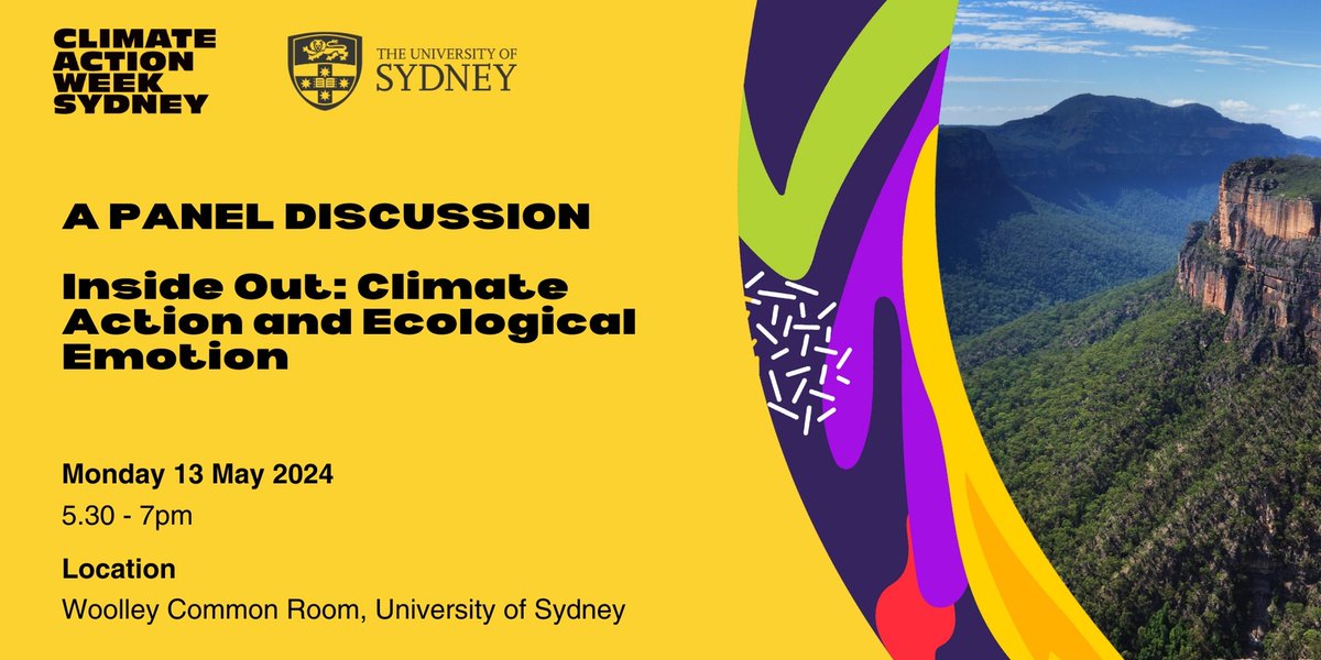 MON 13 MAY: Join world-leading experts on ecological emotion from @usyd_ssps @AYCC @blackdoginst & more to explore how climate change is affecting us inside & how our interior worlds are shaping the world around us. Register: ow.ly/mf2k50RzZs5