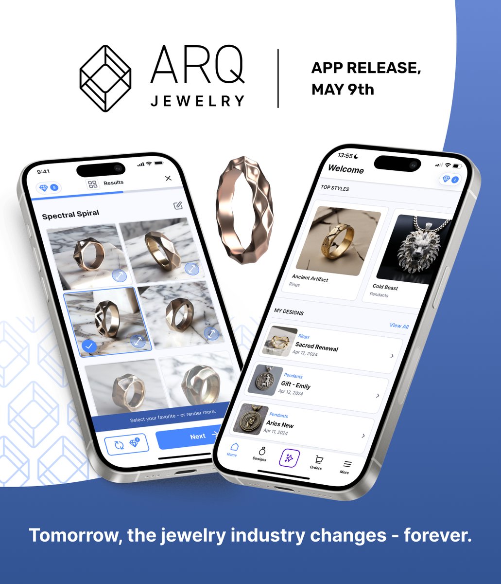 What's tomorrow? The day that will be marked as the threshold for when AI changed luxury jewelry forever. Ready to join us as ARQx disrupts a 10,000 year old industry? 💎 Out tomorrow in Apple iOS store at 16:00 UTC! 💎Android in just a few weeks. Available worldwide. #ARQX