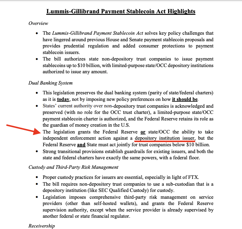 Doing Some Diggin' 🕵️ Looks like the new Lummis-Gorillabrand Stablecoin Legislation allows the Fed: 'Independent Enforcement Action' against depository institution issuers (US. Ripple Partners) if said issuer, violates the Duel Banking System ⚠️