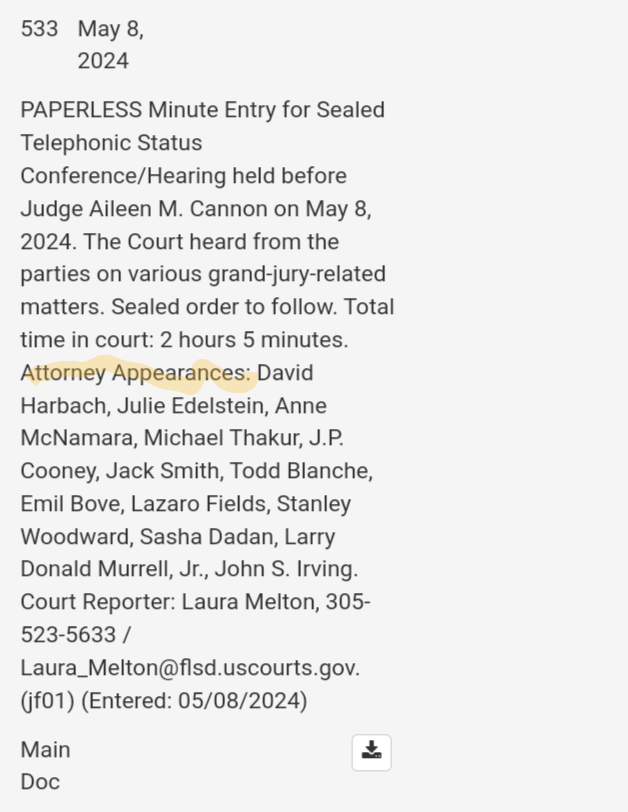 Today's filing in Trump documents case regarding the hearing today...what name do you not see? It's easy to 'overlook' 🤣@julie_kelly2 Perhaps he's a bit too toxic now that he's been exposed😉